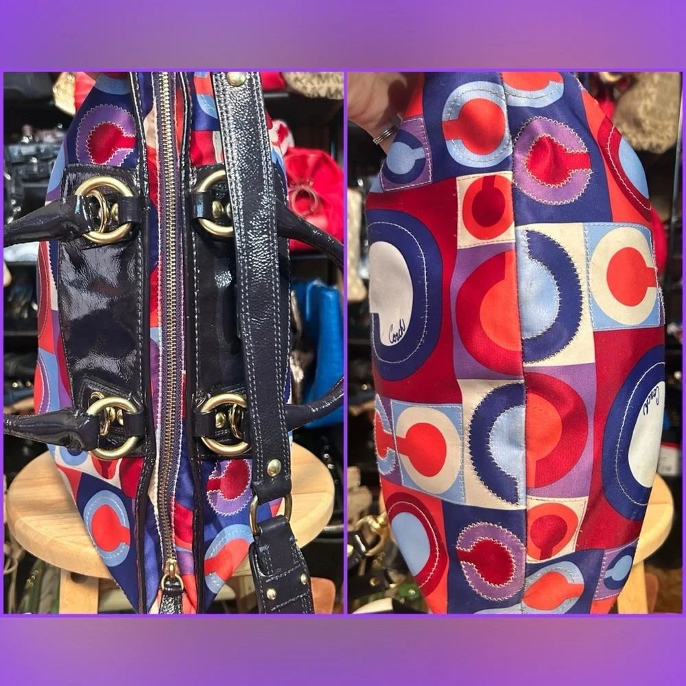 2008 SET Coach Madison Op Art Julianne Shoulder Bag w/ Fold-over Clutch Wristlet - Picture 5 of 15